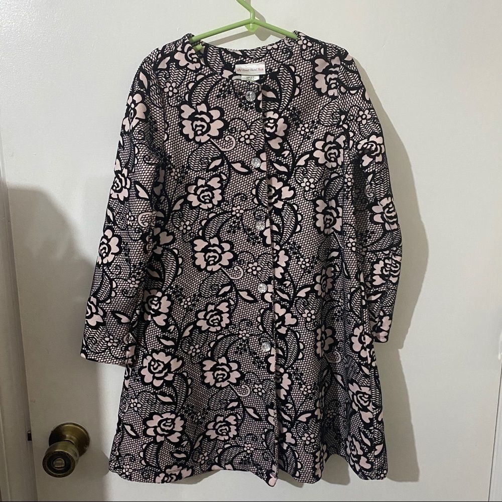 Sweet Heart Rose Black and Pink Rose Pea Coat s.7